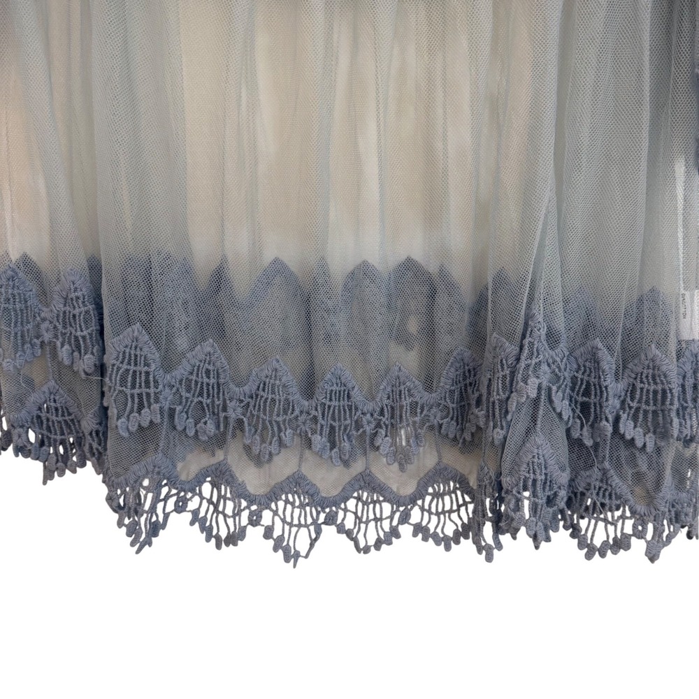 Lace Trim Sheer Tunic Top in Dusty Blue - Fits Like 1X!!! - Picture 4 of 11